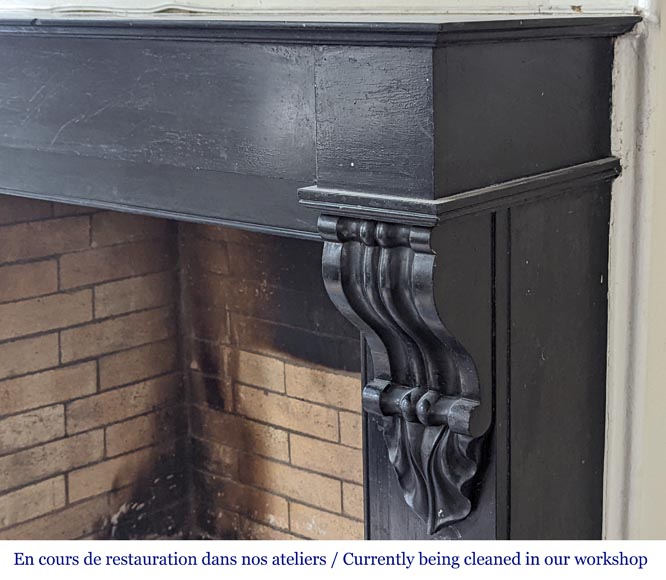 Cheminée de style Napoléon III en marbre noir Cheminée de style Napoléon III en marbre noir-7