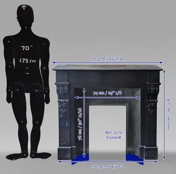 Cheminée de style Napoléon III en marbre noir Cheminée de style Napoléon III en marbre noir-10