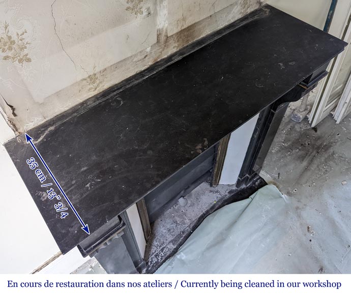 Cheminée de style Napoléon III à modillon en marbre noir fin de Belgique Cheminée de style Napoléon III à modillon en marbre noir fin de Belgique-8