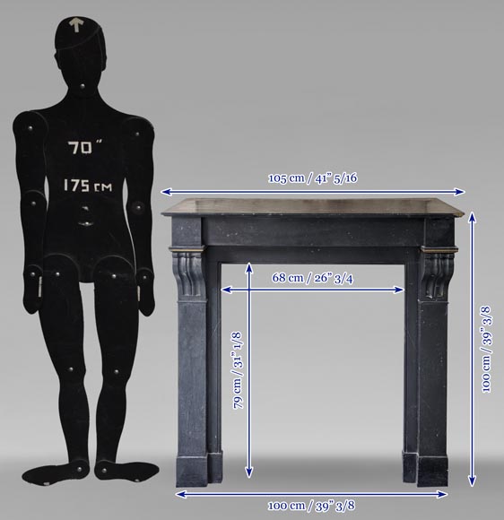 Cheminée de style Napoléon III à modillon en marbre noir fin de Belgique Cheminée de style Napoléon III à modillon en marbre noir fin de Belgique-9