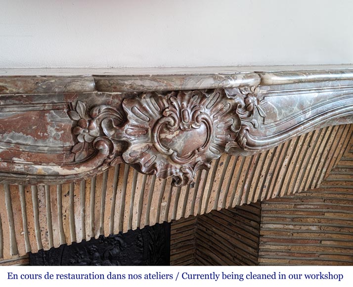 Cheminée de style Louis XV en marbre Rouge Royal, XVIIIe siècle Cheminée de style Louis XV en marbre Rouge Royal, XVIIIe siècle-2