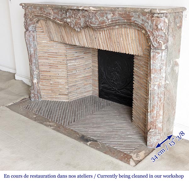 Cheminée de style Louis XV en marbre Rouge Royal, XVIIIe siècle Cheminée de style Louis XV en marbre Rouge Royal, XVIIIe siècle-7
