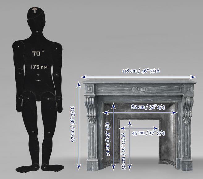 Cheminée de style Napoléon III modèle Capucine en marbre bleu Turquin Cheminée de style Napoléon III modèle Capucine en marbre bleu Turquin-7