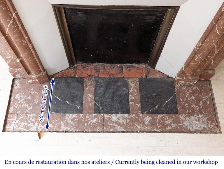 Cheminée de style Louis XVI à acrotère en marbre Rouge du Nord Cheminée de style Louis XVI à acrotère en marbre Rouge du Nord-8