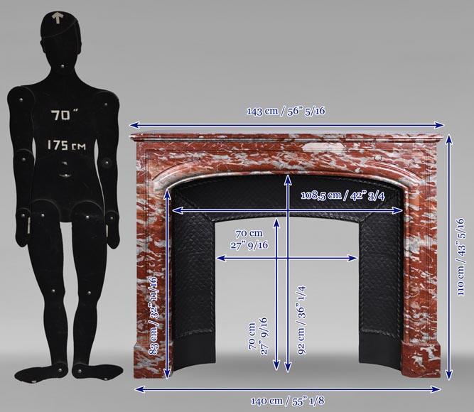 Cheminée de style Louis XIV en marbre rouge du Languedoc Cheminée de style Louis XIV en marbre rouge du Languedoc-10