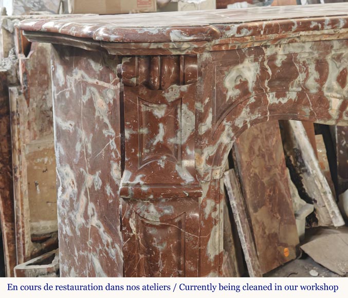 Cheminée de style Louis XV modèle Pompadour en marbre Rouge du Nord Cheminée de style Louis XV modèle Pompadour en marbre Rouge du Nord-3