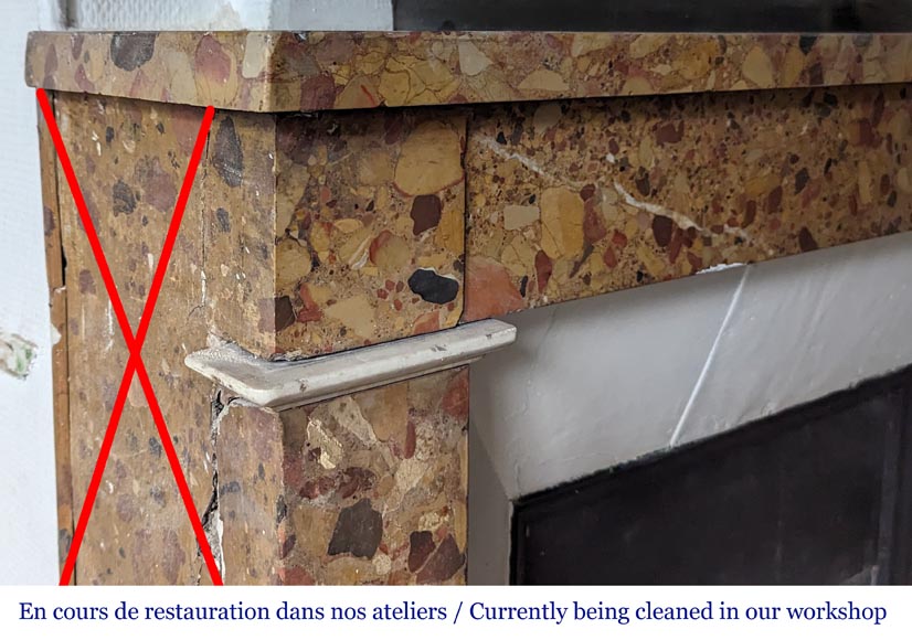 Cheminée époque Directoire en brèche d'Alep Cheminée époque Directoire en brèche d'Alep-3