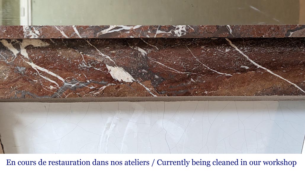 Cheminée de style Louis XVI en marbre Rouge du Nord Cheminée de style Louis XVI en marbre Rouge du Nord-1