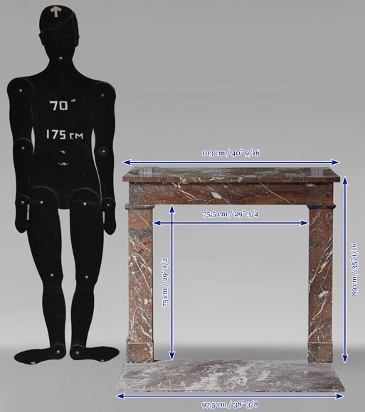 Cheminée de style Louis XVI en marbre Rouge du Nord Cheminée de style Louis XVI en marbre Rouge du Nord-10