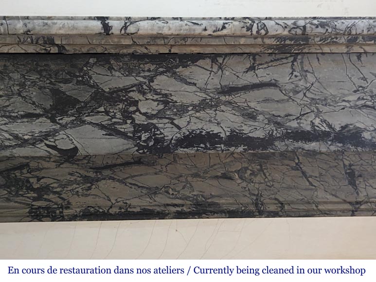 Cheminée Napoléon III à pieds en console en marbre Bleu Fleury Cheminée Napoléon III à pieds en console en marbre Bleu Fleury-1