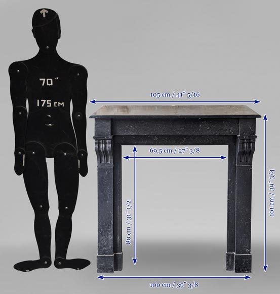 Cheminée de style Napoléon III à modillon en marbre noir Cheminée de style Napoléon III à modillon en marbre noir-10