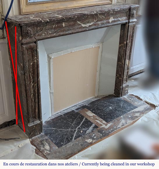 Cheminée d'époque Louis XVI en marbre Rouge Royal Cheminée d'époque Louis XVI en marbre Rouge Royal-2