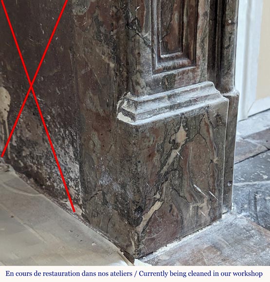 Cheminée d'époque Louis XVI en marbre Rouge Royal Cheminée d'époque Louis XVI en marbre Rouge Royal-4