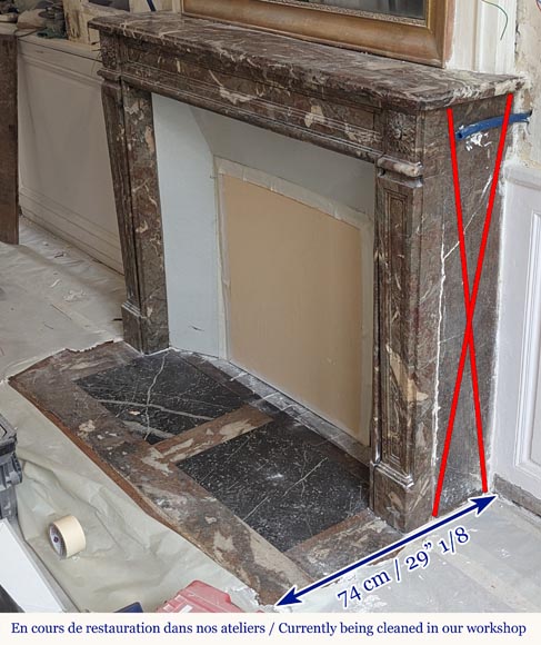 Cheminée d'époque Louis XVI en marbre Rouge Royal Cheminée d'époque Louis XVI en marbre Rouge Royal-5