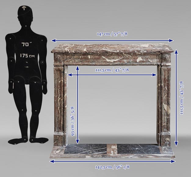 Cheminée d'époque Louis XVI en marbre Rouge Royal Cheminée d'époque Louis XVI en marbre Rouge Royal-10