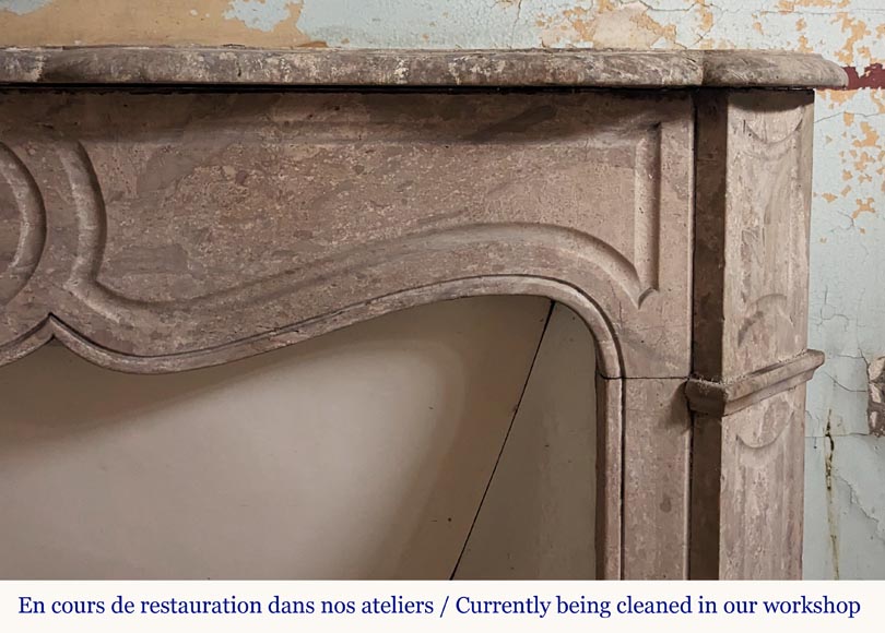 Cheminée de style Louis XV modèle Pompadour sculptée en marbre de Lunel Cheminée de style Louis XV modèle Pompadour sculptée en marbre de Lunel-3