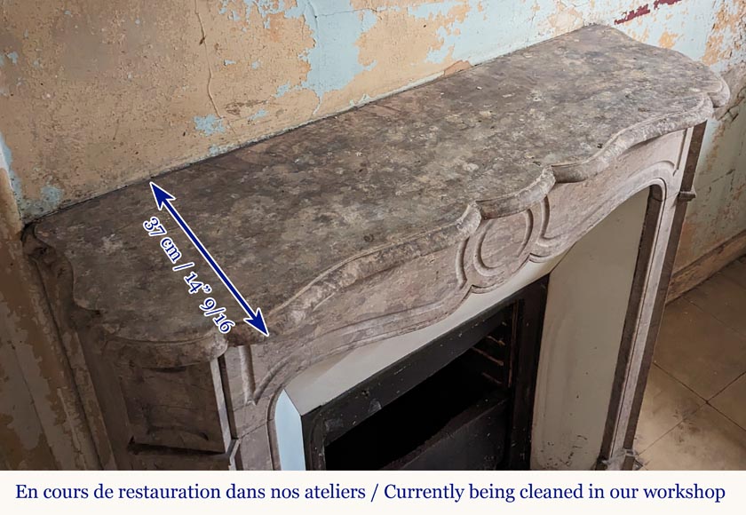 Cheminée de style Louis XV modèle Pompadour sculptée en marbre de Lunel Cheminée de style Louis XV modèle Pompadour sculptée en marbre de Lunel-6