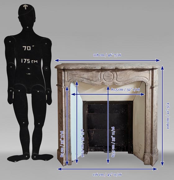 Cheminée de style Louis XV modèle Pompadour sculptée en marbre de Lunel Cheminée de style Louis XV modèle Pompadour sculptée en marbre de Lunel-7