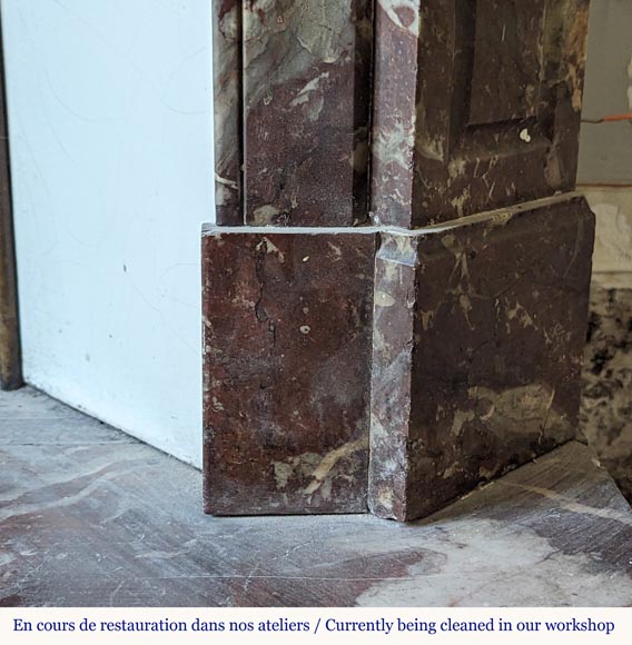 Cheminée de style Louix XV modèle Pompadour sculptée en marbre rouge du Nord Cheminée de style Louix XV modèle Pompadour sculptée en marbre rouge du Nord-7