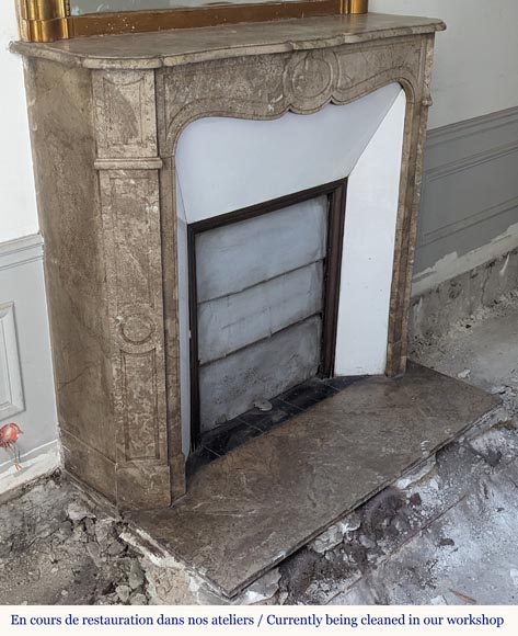 Cheminée de style Louis XV modèle Pompadour sculptée en marbre de Lunel Cheminée de style Louis XV modèle Pompadour sculptée en marbre de Lunel-2