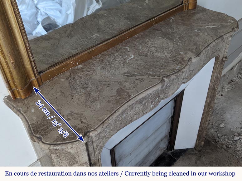 Cheminée de style Louis XV modèle Pompadour sculptée en marbre de Lunel Cheminée de style Louis XV modèle Pompadour sculptée en marbre de Lunel-9