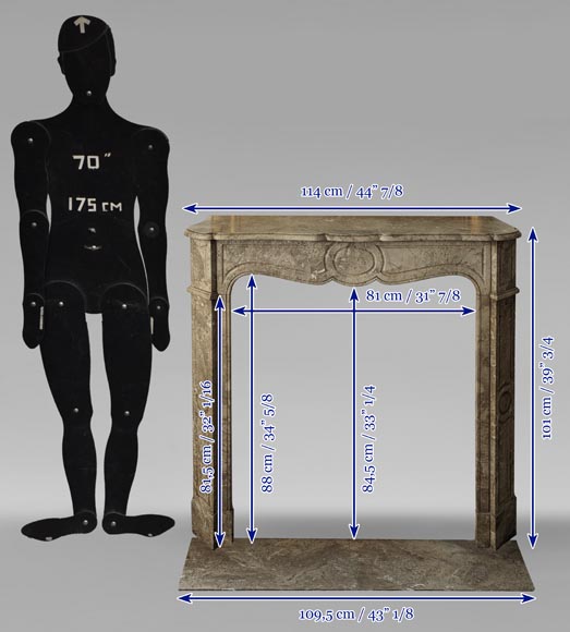 Cheminée de style Louis XV modèle Pompadour sculptée en marbre de Lunel Cheminée de style Louis XV modèle Pompadour sculptée en marbre de Lunel-10