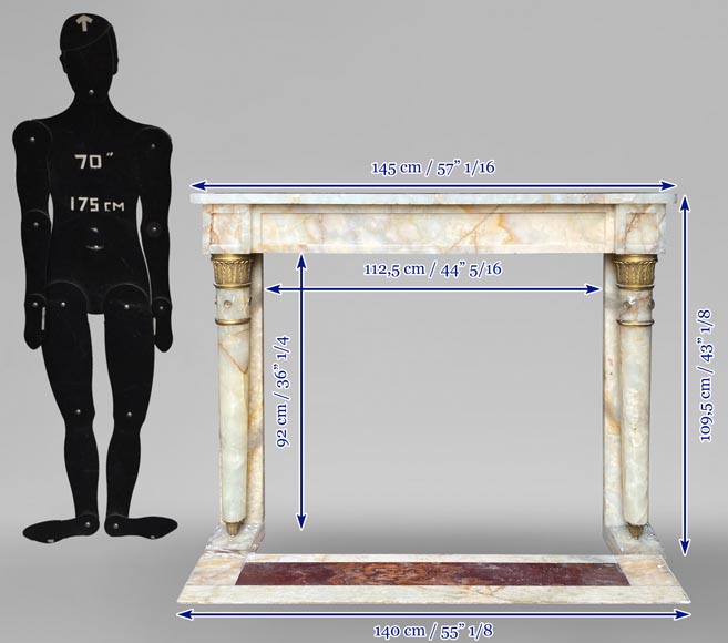 Cheminée de style Empire en onyx, à colonnes détachées et chapiteaux en bronze doré Cheminée de style Empire en onyx, à colonnes détachées et chapiteaux en bronze doré-11