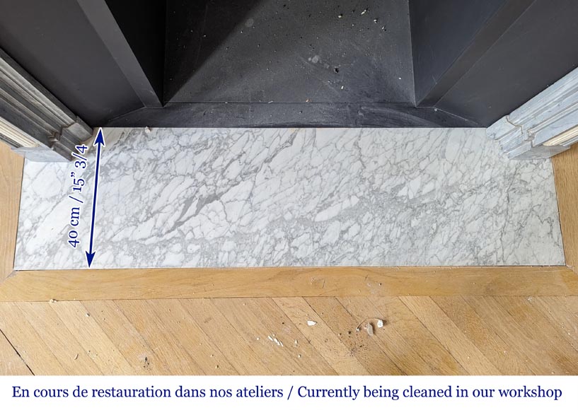 Cheminée d’époque Louis XVI bicolore à demi colonnes en marbre Turquin et statuaire Cheminée d’époque Louis XVI bicolore à demi colonnes en marbre Turquin et statuaire-12