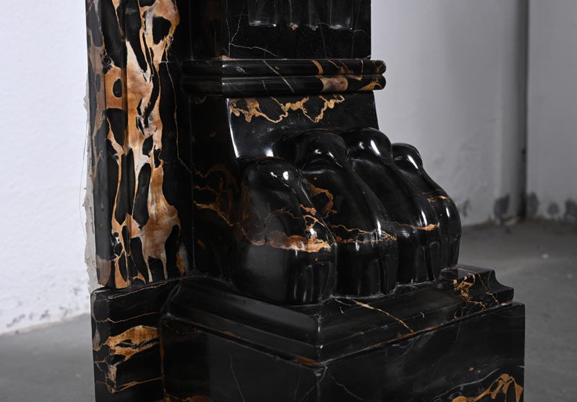 Cheminée de style Napoléon III à pattes de lion sculptée en marbre Portor Cheminée de style Napoléon III à pattes de lion sculptée en marbre Portor-9