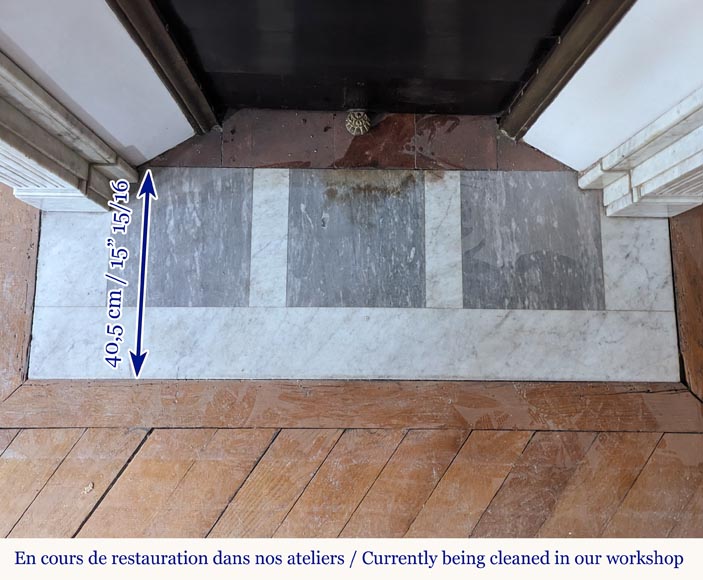 Cheminée de style Louis XVI à cannelures rudentées en marbre de Carrare Cheminée de style Louis XVI à cannelures rudentées en marbre de Carrare-8