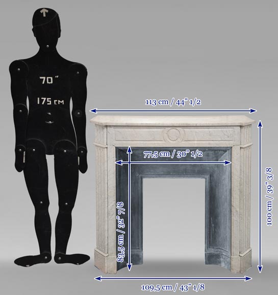 Cheminée de style Louis XVI aux angles coupés sculptée en marbre de Carrare Cheminée de style Louis XVI aux angles coupés sculptée en marbre de Carrare-9