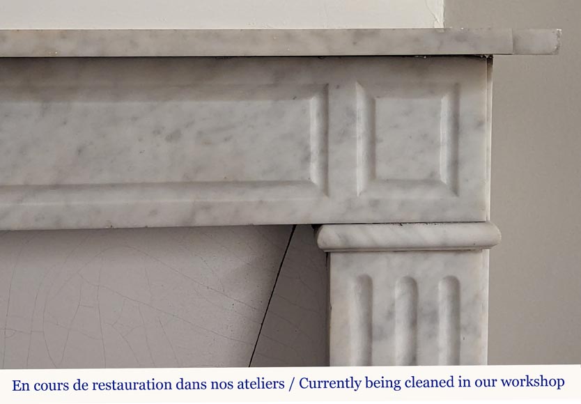 Cheminée de style Louis XVI sculptée en marbre de Carrare Cheminée de style Louis XVI sculptée en marbre de Carrare-6