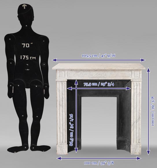 Cheminée de style Louis XVI sculptée en marbre de Carrare Cheminée de style Louis XVI sculptée en marbre de Carrare-9