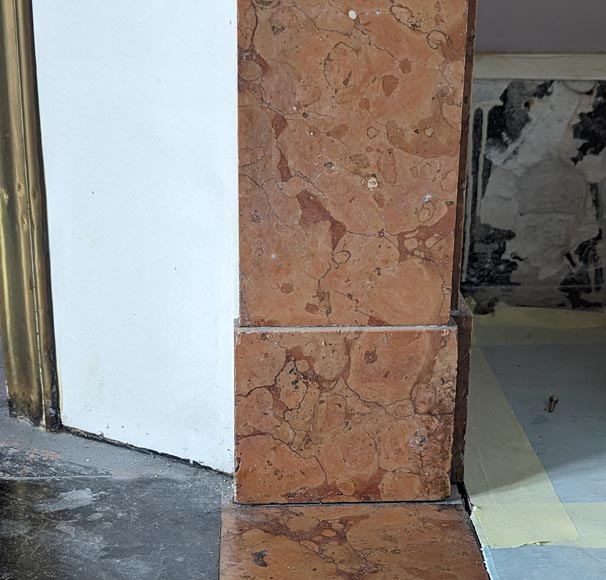 Cheminée de style Art Déco en marbre brèché orange Cheminée de style Art Déco en marbre brèché orange-7