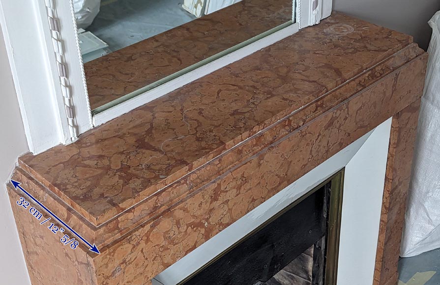 Cheminée de style Art Déco en marbre brèché orange Cheminée de style Art Déco en marbre brèché orange-9