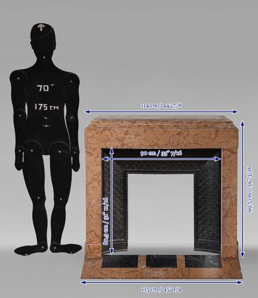 Cheminée de style Art Déco en marbre brèché orange Cheminée de style Art Déco en marbre brèché orange-10