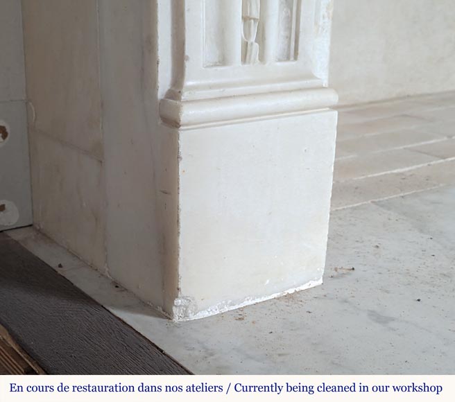 Cheminée d'époque Louis XVI au perlé et ruban sculpté Cheminée d'époque Louis XVI au perlé et ruban sculpté-6