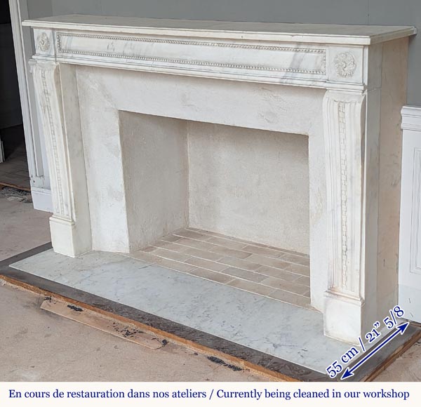Cheminée d'époque Louis XVI au perlé et ruban sculpté Cheminée d'époque Louis XVI au perlé et ruban sculpté-7