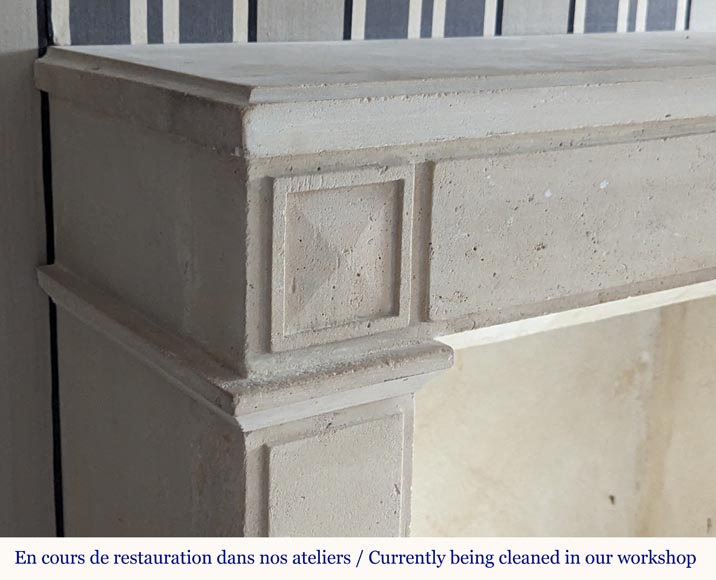 Cheminée de style Louis XVI en pierre aux têtes sculptées en diamant Cheminée de style Louis XVI en pierre aux têtes sculptées en diamant-3