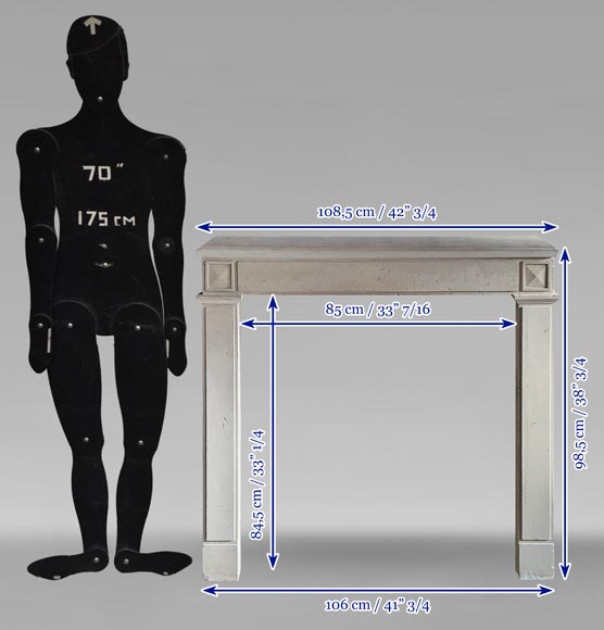 Cheminée de style Louis XVI en pierre aux têtes sculptées en diamant Cheminée de style Louis XVI en pierre aux têtes sculptées en diamant-9