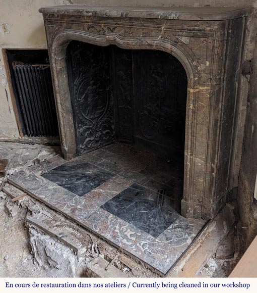 Petite cheminée d'époque Régence en marbre Sarrancolin Ilhet Petite cheminée d'époque Régence en marbre Sarrancolin Ilhet-5