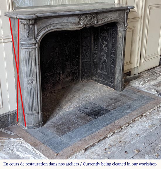 Cheminée d'époque Louis XV en marbre Turquin à belle coquille Cheminée d'époque Louis XV en marbre Turquin à belle coquille-3