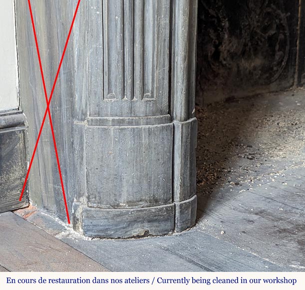 Cheminée d'époque Louis XV en marbre Turquin à belle coquille Cheminée d'époque Louis XV en marbre Turquin à belle coquille-5