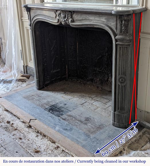 Cheminée d'époque Louis XV en marbre Turquin à belle coquille Cheminée d'époque Louis XV en marbre Turquin à belle coquille-6