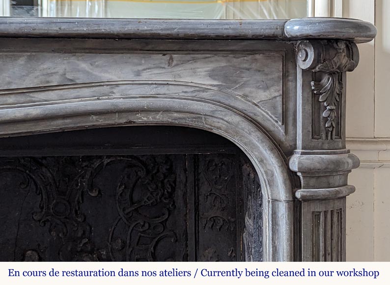 Cheminée d'époque Louis XV en marbre Turquin à belle coquille Cheminée d'époque Louis XV en marbre Turquin à belle coquille-7