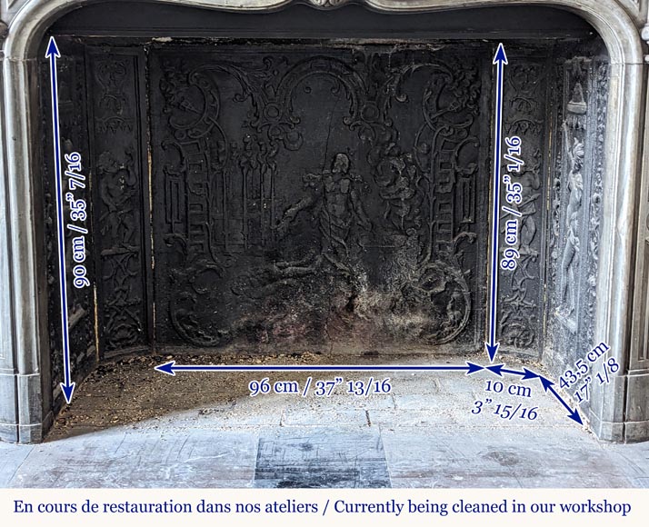 Cheminée d'époque Louis XV en marbre Turquin à belle coquille Cheminée d'époque Louis XV en marbre Turquin à belle coquille-10