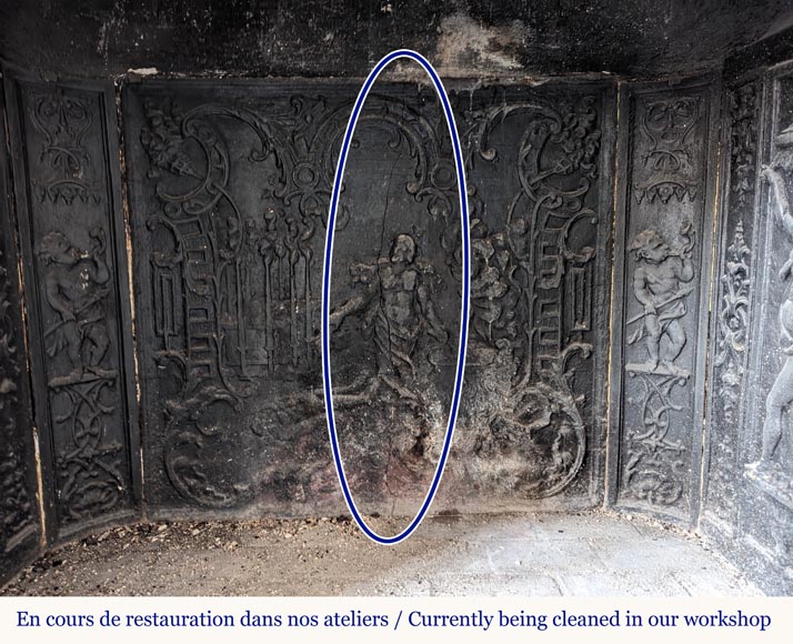 Cheminée d'époque Louis XV en marbre Turquin à belle coquille Cheminée d'époque Louis XV en marbre Turquin à belle coquille-11