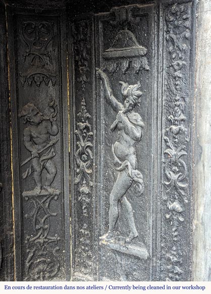 Cheminée d'époque Louis XV en marbre Turquin à belle coquille Cheminée d'époque Louis XV en marbre Turquin à belle coquille-12