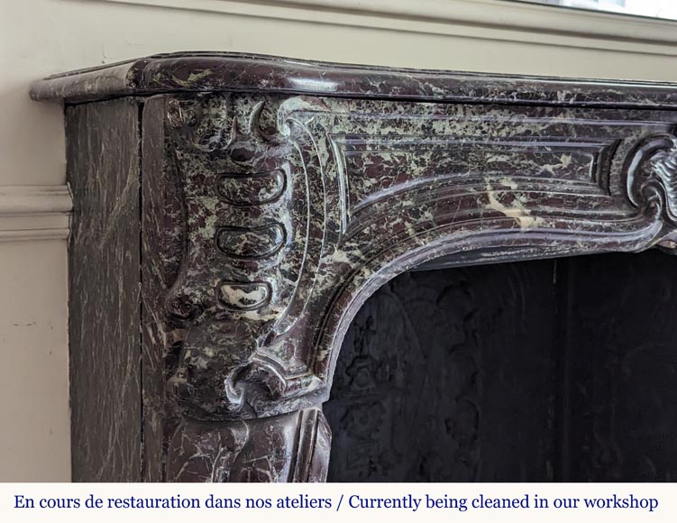 Petite cheminée de style Louis XV en marbre rouge Levanto Petite cheminée de style Louis XV en marbre rouge Levanto-4