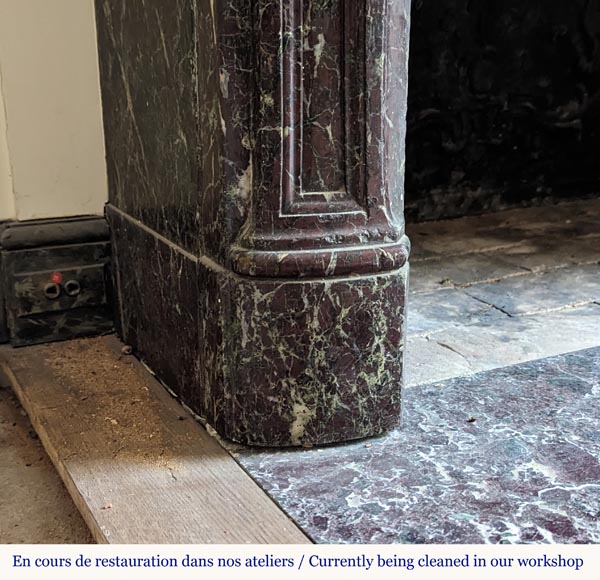 Petite cheminée de style Louis XV en marbre rouge Levanto Petite cheminée de style Louis XV en marbre rouge Levanto-5